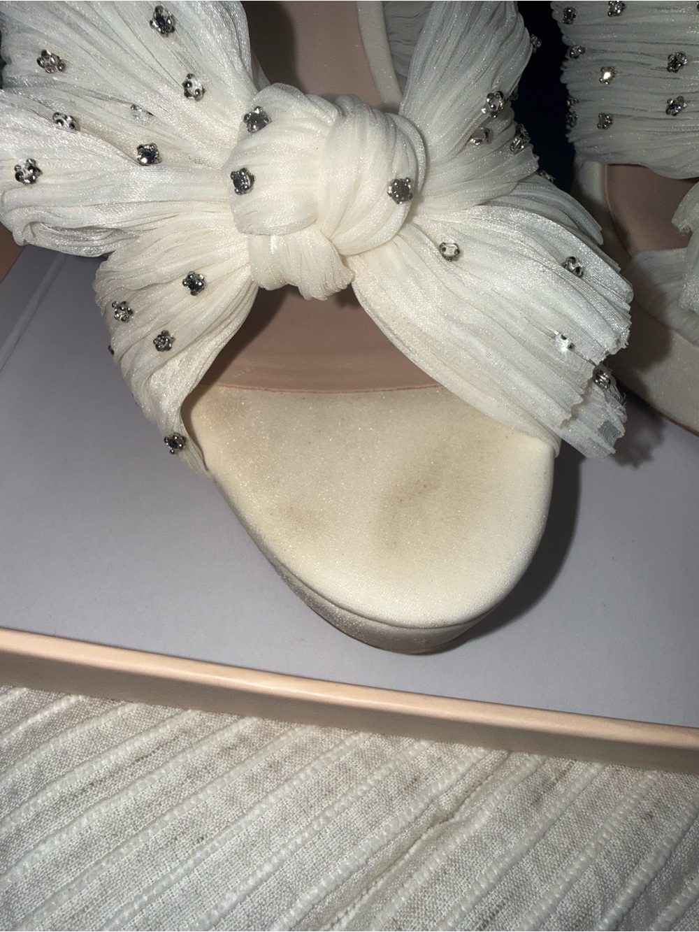 Loeffler Randall Natalia White Rhinestone Heel Size 9 - Picture 3 of 14